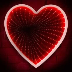 Lampada A Cuore Specchio Tunnel Infinito Da Muro 21 LED Grundig Luce Rilassante