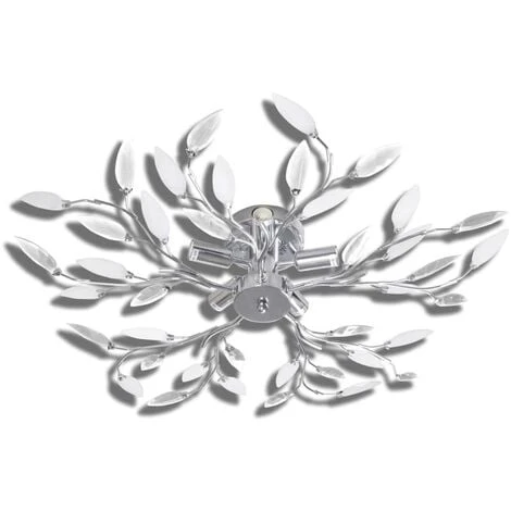 Lampada Da Soffitto Bianca Trasparente Cristalli Acrilici 5 E14 VidaXL 3 Lampada Da Soffitto Bianca Trasparente Cristalli Acrilici 5 E14 VidaXL