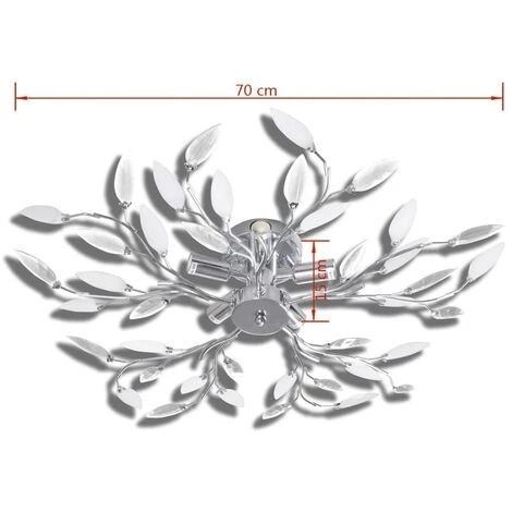 Lampada Da Soffitto Bianca Trasparente Cristalli Acrilici 5 E14 VidaXL 5 Lampada Da Soffitto Bianca Trasparente Cristalli Acrilici 5 E14 VidaXL - immagine 3