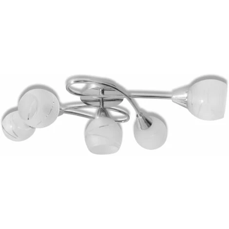 Lampada Da Soffitto Con Paralume In Vetro Per 5 Lampadine E14 VidaXL 3 Lampada Da Soffitto Con Paralume In Vetro Per 5 Lampadine E14 VidaXL