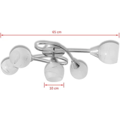 Lampada Da Soffitto Con Paralume In Vetro Per 5 Lampadine E14 VidaXL 7 Lampada Da Soffitto Con Paralume In Vetro Per 5 Lampadine E14 VidaXL - immagine 5