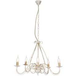 QAZQA + Lampadario Stile Italiano Giuseppe - Rustico - Acciaio - Crema - Tondo Max. 5 X Watt -Negozio al dettaglio Paulmann 12337018 4