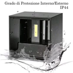 Applique Led Cob Lampada Parete 10W Quadrato Nero Luce Fredda Interno Esterno -Negozio al dettaglio Paulmann 12444028 3