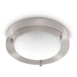 Philips Treats Lampada Bagno Soffitto, Lampadina Inclusa, Diametro 18.5 Cm, Alluminio