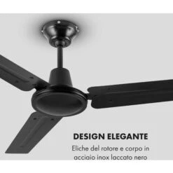 Klarstein Spin Doctor Ventilatore Da Soffitto 122cm 55W 3 Pale D'acciaio Inox Nero -Negozio al dettaglio Paulmann 13295550 5