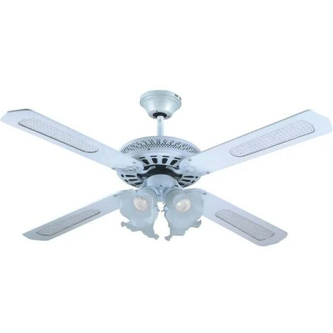 Ventilatore Da Soffitto 4 Pale 130cm Bianco Con Luce 5 Ventilatore Da Soffitto 4 Pale 130cm Bianco Con Luce - immagine 3