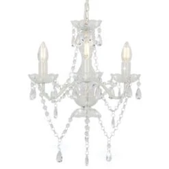 Lampadario Con Perline Bianco Tondo 3 E14 VidaXL