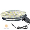 300 LED 5050 STRIP STRISCIA 5m 220V BIANCO LUCE CALDA IMPERMEABILE ALIMENTATORE