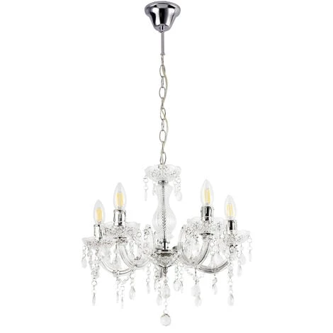 Lampadario A 5 Bracci Con Cristalli Artificiali Lampada Da Soffitto A 5 Fonti Luce Struttura Trasparente - Lux.pro 4 Lampadario A 5 Bracci Con Cristalli Artificiali Lampada Da Soffitto A 5 Fonti Luce Struttura Trasparente - Lux.pro - immagine 2