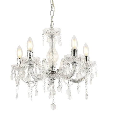 Lampadario A 5 Bracci Con Cristalli Artificiali Lampada Da Soffitto A 5 Fonti Luce Struttura Trasparente - Lux.pro 5 Lampadario A 5 Bracci Con Cristalli Artificiali Lampada Da Soffitto A 5 Fonti Luce Struttura Trasparente - Lux.pro - immagine 3