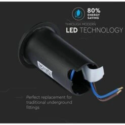 V-TAC Faretto LED Segnapasso A Cilindro Da Interramento 1W Doppio Fascio Luminoso Colore Nero 12V 6500K IP67 Driver Non Incluso -Negozio al dettaglio Paulmann 17266310 4