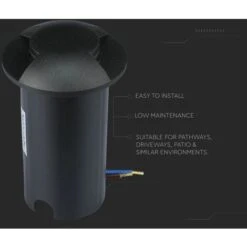 V-TAC Faretto LED Segnapasso A Cilindro Da Interramento 1W Doppio Fascio Luminoso Colore Nero 12V 6500K IP67 Driver Non Incluso -Negozio al dettaglio Paulmann 17266310 5