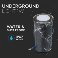 V-TAC VT-1151 Faretto LED Segnapasso A Cilindro Da Interramento 1W Colore Argento 12V 6500K IP67 Driver Non Incluso SKU 1464 -Negozio al dettaglio Paulmann 18029064 4