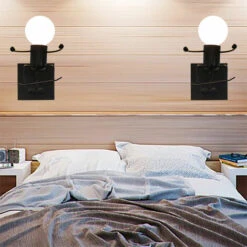 Lampada Da Parete Cartone Animato Umanoide A Forma Di Sci Plafoniere Moderna Creativa Per Camera Dei Bambini, Corridoio, Ristorante, Cucina,Nero -Negozio al dettaglio Paulmann 19297813 3