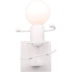 Lampada Da Parete Cartone Animato Umanoide A Forma Di Sci Plafoniere Moderna Creativa Per Camera Dei Bambini, Corridoio, Ristorante, Cucina,Bianca