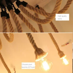 Lampadario Industriale Retrò In Corda Di Canapa Plafoniere Creative Spider Lampadari A Sospensione Per Cafe Loft Bar (8 Luci) -Negozio al dettaglio Paulmann 19300007 3