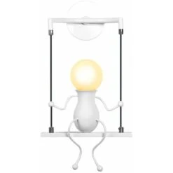 Swing Decor Plafoniere Cartoon Forma Umana Applique Da Parete Creativa Applique Moderna In Metallo Per Soggiorno Camera Da Letto Camera Dei Bambini Bianca