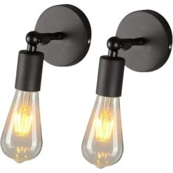 2PCS Applique Da Parete In Ferro Metallo Lampada Da Parete Regolabile Ad Angolo Applique Parete Retrò Creativo Per Bar Caffetteria Nero