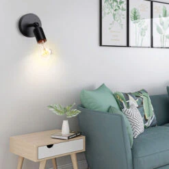 2PCS Applique Da Parete In Ferro Metallo Lampada Da Parete Regolabile Ad Angolo Applique Parete Retrò Creativo Per Bar Caffetteria Nero -Negozio al dettaglio Paulmann 19303457 3