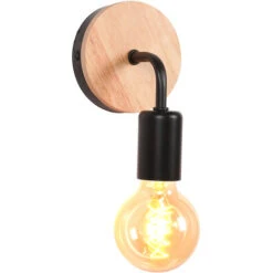 Lampada Da Parete Nera E27 Lampadario Moderno Semplicità Lampada Da Parete Led In Legno Per Camera Dei Bambini Camera Da Letto Bar Hotel (Senza Lampadina)
