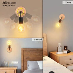 Lampada Da Parete Nera E27 Lampadario Moderno Semplicità Lampada Da Parete Led In Legno Per Camera Dei Bambini Camera Da Letto Bar Hotel (Senza Lampadina) -Negozio al dettaglio Paulmann 19303681 3