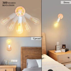 Lampada Da Parete Bianca E27 Lampadario Moderno Semplicità Lampada Da Parete Led In Legno Per Camera Dei Bambini Camera Da Letto Bar Hotel (Senza Lampadina) -Negozio al dettaglio Paulmann 19303686 3