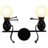 Lampada Da Parete Nordic Semplice In Ferro Battuto Creativa Lampadari A Sospensione Umanoide 2 Teste Lampadario Per Soggiorno Camera Da Letto Camera Dei Bambini Nero