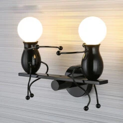Lampada Da Parete Nordic Semplice In Ferro Battuto Creativa Lampadari A Sospensione Umanoide 2 Teste Lampadario Per Soggiorno Camera Da Letto Camera Dei Bambini Nero 9 Lampada Da Parete Nordic Semplice In Ferro Battuto Creativa Lampadari A Sospensione Umanoide 2 Teste Lampadario Per Soggiorno Camera Da Letto Camera Dei Bambini Nero -Negozio al dettaglio Paulmann 19473630 3