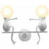 Lampada Da Parete Nordic Semplice In Ferro Battuto Creativa Lampadari A Sospensione Umanoide 2 Teste Lampadario Per Soggiorno Camera Da Letto Camera Dei Bambini Bianca