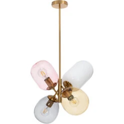 Lampada A Sospensione Metallo E Vetro Papallona Dorato