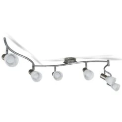 Faretti LED A Soffitto Orientabili, Include 6 Lampadine E14 Da 5W, Luce Calda 3000K, Plafoniera Moderna A Soffitto Per L'illuminazione Da Interno, Lampadario Con Corpo Metallo E Vetro 230V IP20