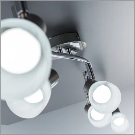 Faretti LED A Soffitto Orientabili, Include 6 Lampadine E14 Da 5W, Luce Calda 3000K, Plafoniera Moderna A Soffitto Per L'illuminazione Da Interno, Lampadario Con Corpo Metallo E Vetro 230V IP20 6 Faretti LED A Soffitto Orientabili, Include 6 Lampadine E14 Da 5W, Luce Calda 3000K, Plafoniera Moderna A Soffitto Per L'illuminazione Da Interno, Lampadario Con Corpo Metallo E Vetro 230V IP20 - immagine 4
