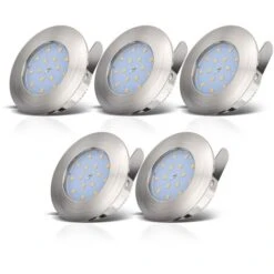 Faretti LED Da Incasso Dimmerabili, LED Integrati 5,5W, Diametro Foro 60mm, Faretti Da Bagno Ultrasottili, Luce Calda, Set Da 5, Resistenti Agli Schizzi D'acqua, Plastica Color Nickel Opaco, 230V IP44 -Negozio al dettaglio Paulmann 20100622 4