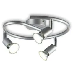 Plafoniera Con Faretti LED Da Soffitto Orientabili, Luce Calda, Include 3 Lampadine GU10 Da 3W, Lampada Moderna Da Soffitto Per Cucina, Salotto, Metallo Color Titanio, 230V IP20