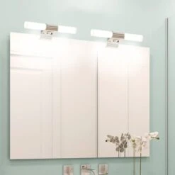 B.K.Licht Mithra, Luce LED Da Specchio, Lampada Da Muro Per Bagno Con 2 Lampadine E14 Incluse, Luce Calda 3000K, 2x470Lm, Corpo Metallo Cromato E Vetro Bianco -Negozio al dettaglio Paulmann 20100660 3