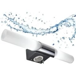 B.K.Licht Mithra, Luce LED Da Specchio, Lampada Da Muro Per Bagno Con 2 Lampadine E14 Incluse, Luce Calda 3000K, 2x470Lm, Corpo Metallo Cromato E Vetro Bianco -Negozio al dettaglio Paulmann 20100660 5