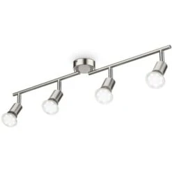 B.K.Licht Faretti LED Da Soffitto Orientabili, Include 4 Lampadine GU10 Da 2,9W 260Lm, Luce Calda 3000K, Plafoniera Moderna In Metallo, Lampada Da Soffitto Color Nickel Opaco