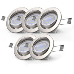 Faretti LED Ad Incasso Orientabili E Dimmerabili, Include 5 Lampadine GU10 Da 5W, Luce Calda 3000K, 400Lm, Foro Incasso à˜ 68mm, Set Da 5 Luci Da Soffitto, Metallo Color Nickel Opaco, 230V, IP23