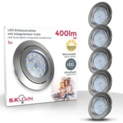 B.K.Licht Faretti LED Ad Incasso Orientabili, Moduli Con LED Integrati 5W, 400Lm, Diametro Foro 68mm, Set Da 5 Faretti Ultrasottili Da Soffitto, Luce Calda 3000K, Metallo -Negozio al dettaglio Paulmann 20100786 3