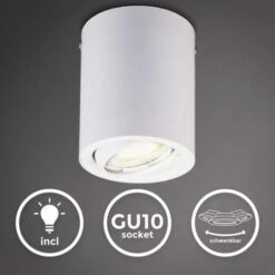B.K.Licht Plafoniera Led Con Lampadina GU10 Inclusa Orientabile, Luce Calda 3000K, 5W, 400 Lm, Lampada Da Soffitto Rotonda In Metallo Colore Bianco, Faretto Da Soffitto Per Cucina, Corridoio 230V IP20 9 B.K.Licht Plafoniera Led Con Lampadina GU10 Inclusa Orientabile, Luce Calda 3000K, 5W, 400 Lm, Lampada Da Soffitto Rotonda In Metallo Colore Bianco, Faretto Da Soffitto Per Cucina, Corridoio 230V IP20 -Negozio al dettaglio Paulmann 20100841 3