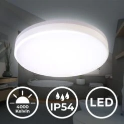 B.K.Licht Plafoniera LED, Lampadario Bagno A Luce Bianca Naturale 4000K, LED Integrati 13W, 1600 Lm, Lampada Da Soffitto Resistente Agli Schizzi D’acqua IP54, Plafoniera Diametro 22cm, Plastica, 230V -Negozio al dettaglio Paulmann 20100859 3