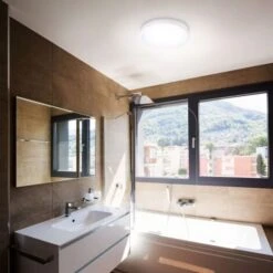 B.K.Licht Plafoniera LED, Lampadario Bagno A Luce Bianca Naturale 4000K, LED Integrati 13W, 1600 Lm, Lampada Da Soffitto Resistente Agli Schizzi D’acqua IP54, Plafoniera Diametro 22cm, Plastica, 230V -Negozio al dettaglio Paulmann 20100859 5