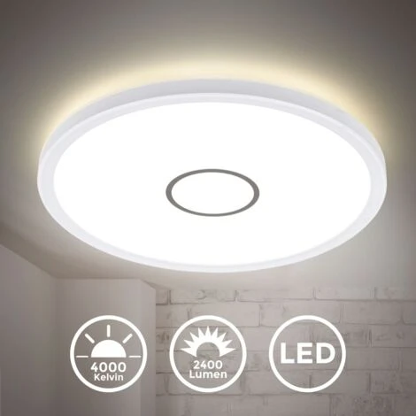 B.K.Licht Plafoniera LED Ultra Sottile, Luce Bianca Naturale 4000K, 2400 Lm, LED Integrati 18W, Alta 2.8cm, Diametro 29.3cm, Lampada Da Soffitto Moderna Salotto O Sala Da Pranzo, Plastica IP20 230V 6 B.K.Licht Plafoniera LED Ultra Sottile, Luce Bianca Naturale 4000K, 2400 Lm, LED Integrati 18W, Alta 2.8cm, Diametro 29.3cm, Lampada Da Soffitto Moderna Salotto O Sala Da Pranzo, Plastica IP20 230V - immagine 4