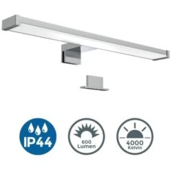 Lampada Da Specchio LED, Luce Bianca Neutra 4000K, Larghezza 40 Cm, LED Integrati 7W, 600Lm, Lampada Per Bagno, Illuminazione Pensile Bagno, Luce Per Il Trucco, Plastica, IP44, 230V -Negozio al dettaglio Paulmann 20100980 3