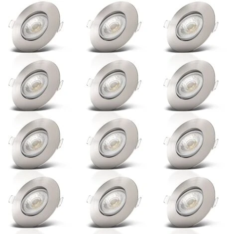 B.K.Licht Faretti LED Da Incasso Ultrapiatti Orientabili, LED Integrati 5W, Foro Ø68mm, Luce Calda 3000K, 460Lm, Set Di 12 Faretti Da Soffitto Rotondi, Plastica Color Nichel Opaco 230V IP23 3 B.K.Licht Faretti LED Da Incasso Ultrapiatti Orientabili, LED Integrati 5W, Foro Ø68mm, Luce Calda 3000K, 460Lm, Set Di 12 Faretti Da Soffitto Rotondi, Plastica Color Nichel Opaco 230V IP23
