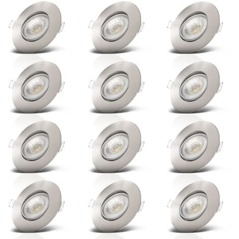 B.K.Licht Faretti LED Da Incasso Ultrapiatti Orientabili, LED Integrati 5W, Foro Ø68mm, Luce Calda 3000K, 460Lm, Set Di 12 Faretti Da Soffitto Rotondi, Plastica Color Nichel Opaco 230V IP23 4 B.K.Licht Faretti LED Da Incasso Ultrapiatti Orientabili, LED Integrati 5W, Foro Ø68mm, Luce Calda 3000K, 460Lm, Set Di 12 Faretti Da Soffitto Rotondi, Plastica Color Nichel Opaco 230V IP23 - immagine 2