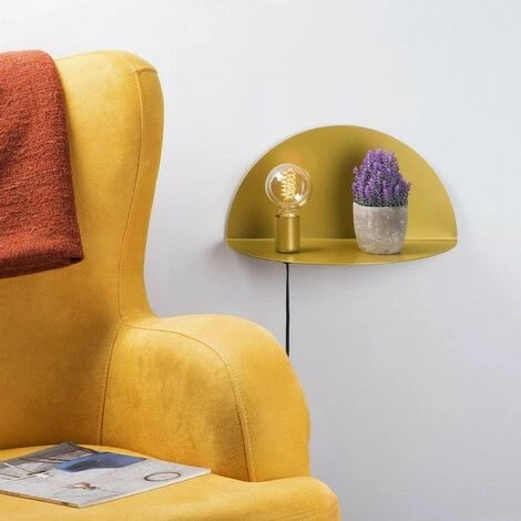 Lampada A Parete Shelfie - Applique - Con Mensola, Porta Oggetti - Per Soggiorno, Camera - Oro In Metallo, 40 X 20 X 20 Cm, 1 X E27, Max 100W 6 Lampada A Parete Shelfie - Applique - Con Mensola, Porta Oggetti - Per Soggiorno, Camera - Oro In Metallo, 40 X 20 X 20 Cm, 1 X E27, Max 100W - immagine 4