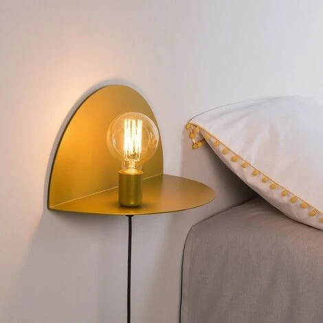 Lampada A Parete Shelfie - Applique - Con Mensola, Porta Oggetti - Per Soggiorno, Camera - Oro In Metallo, 40 X 20 X 20 Cm, 1 X E27, Max 100W 7 Lampada A Parete Shelfie - Applique - Con Mensola, Porta Oggetti - Per Soggiorno, Camera - Oro In Metallo, 40 X 20 X 20 Cm, 1 X E27, Max 100W - immagine 5