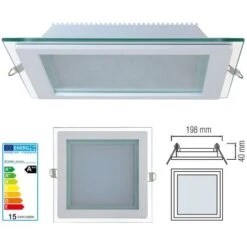 Faretto Led 18W Pannello Vetro Incasso Quadrato Luce Fredda 6400k