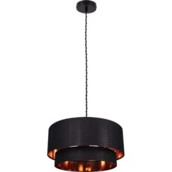 Lampada A Sospensione In Tessuto Reflect Duo Nero500 Mm